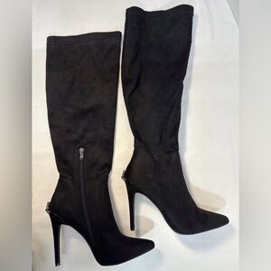 Venus Size 10 Elegant Black Knee-High Stiletto Boots with embellished heel